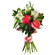 Bouquet of roses and alstroemerias with greenery. Moscow